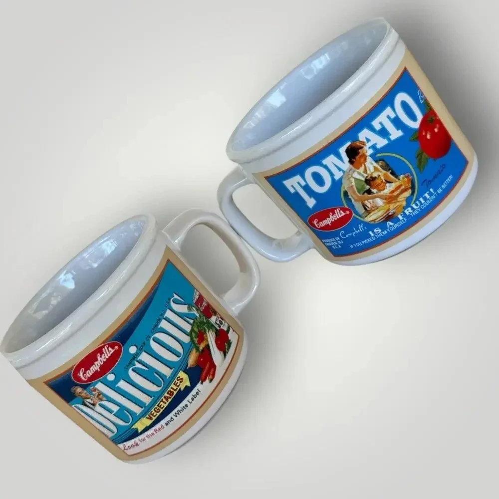 Campbell's Vintage Soup Mugs 2005 Set of 2 Collectible Houston Harvest 16 oz - Picture 2 of 10